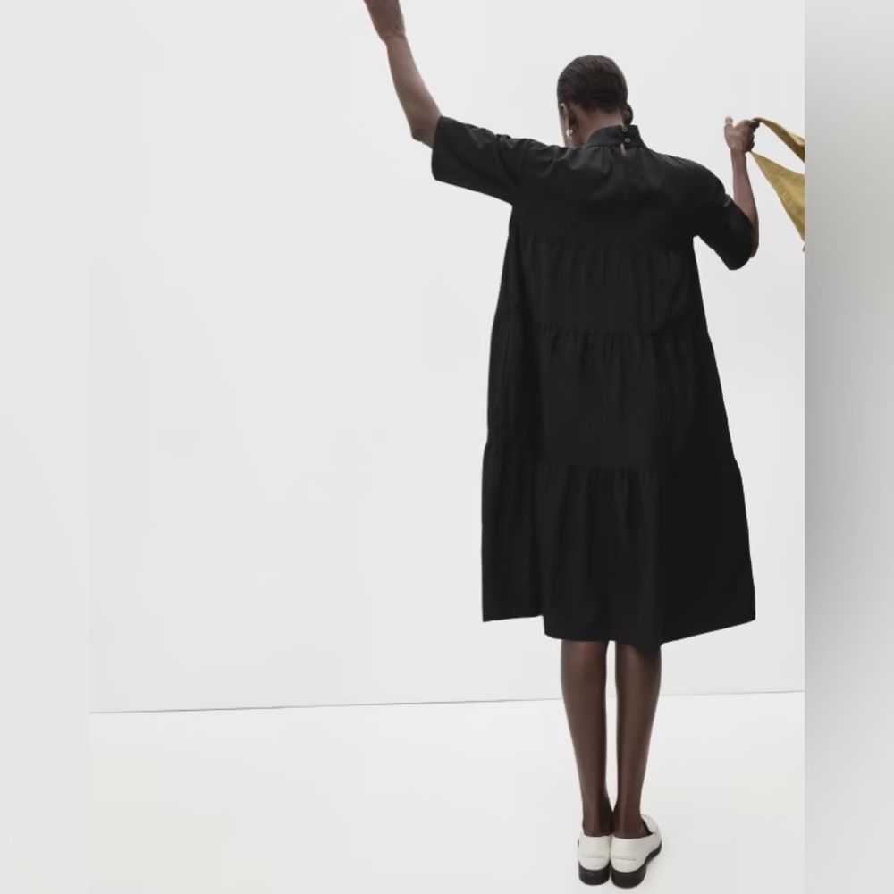 Everlane The Tiered Mock Neck Dress in Black Size Small - Picture 3 of 10
